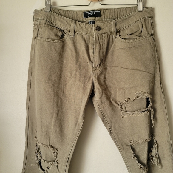 𝅺FOREVER 21 Distressed Straight Jeans for Men in Brown Size 34 - Picture 2 of 9